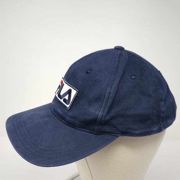 FILA Snapback Cap Blue One Size Adjustable Embroidered Vented Holes Cotton - Picture 3 of 10